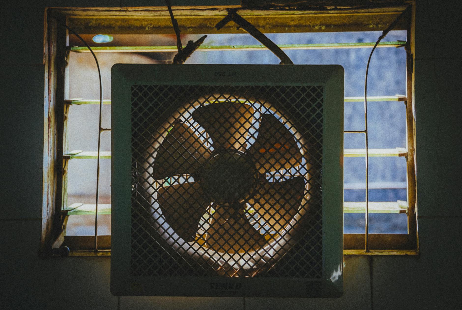 white exhaust fan hanged